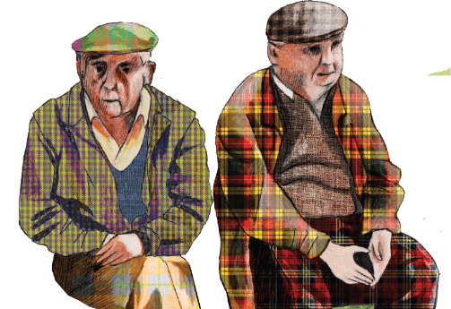 Old men in tartan illustration