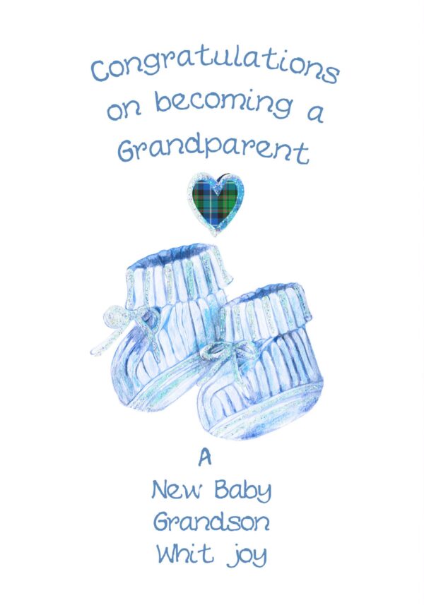 New Grandparent Grandson Booties Card WWBA54