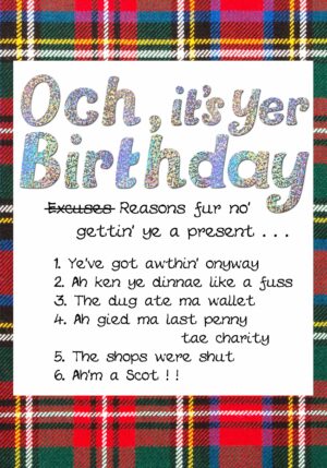 Birthday Reasons Fur No' Gettin' Ye A Present Card WWBD168