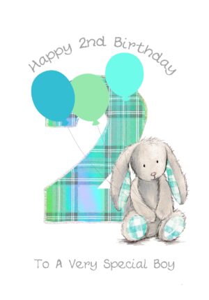 2nd Birthday Boy Bunny Card WWBD191