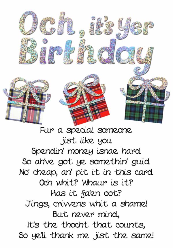 Scottish Birthday Card Poem Parcel WWBD62