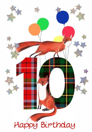 Childrens Birthday Card Age 10 Foxes WWBD103