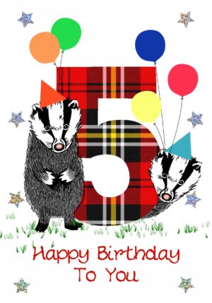 Childrens Birthday Card Age 5 Badgers WWBD92