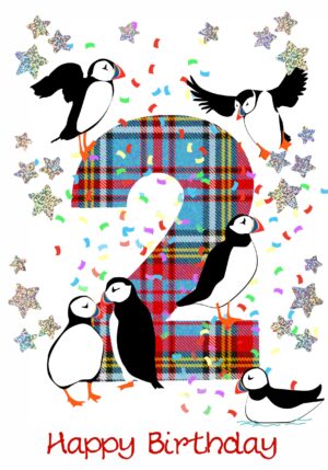 Childrens Birthday Card Age 2 Puffins WWBD96