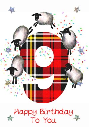 Childrens Birthday Card Age 9 Sheep WWBD99