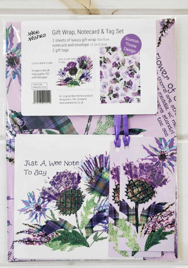 Scottish Thistle Gift Wrap, Notecard & Tag Set WRAPSET02A