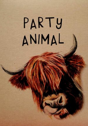 Party Animal Highland Coo Card BC01