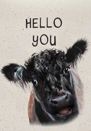 Hello You Belted Galloway Cow Card BC02