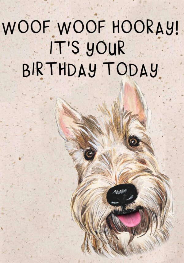 Birthday Woof Woof Hooray Scottie Dog Card BC04