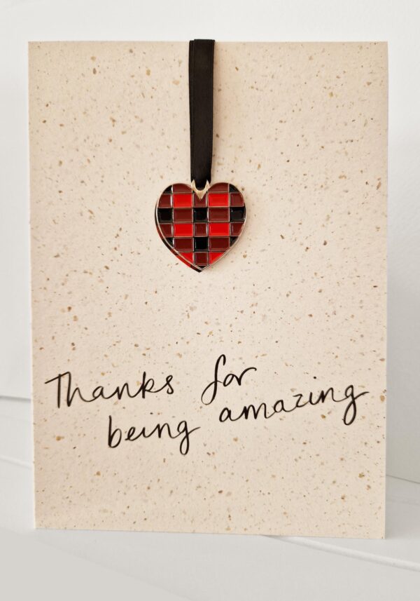 Tartan Heart Enamel Keepsake Charm Thanks for Being Amazing Card WWEC03c - Image 2