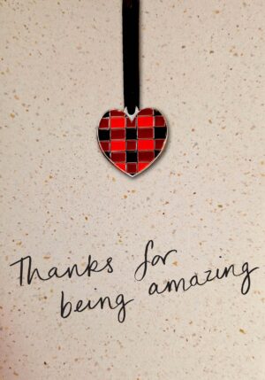 Tartan Heart Enamel Keepsake Charm Thanks for Being Amazing Card WWEC03c