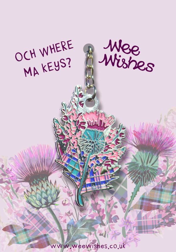 Thistle and Heather Enamel Keyring KEY02