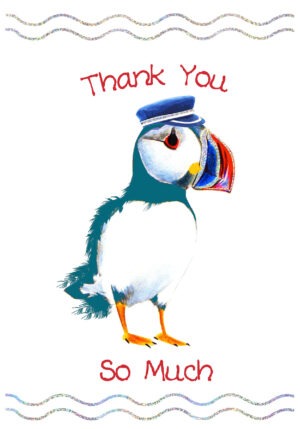 6 x Thank You Puffin Cards and Envelopes WWTY17